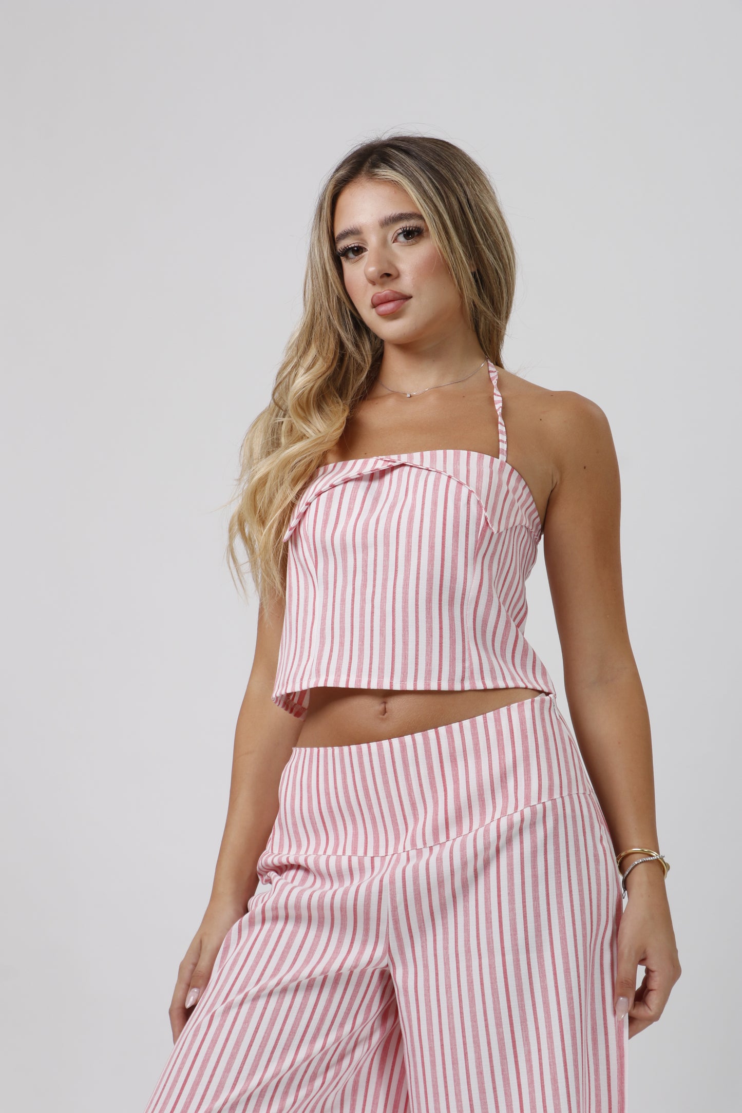 Striped halter set