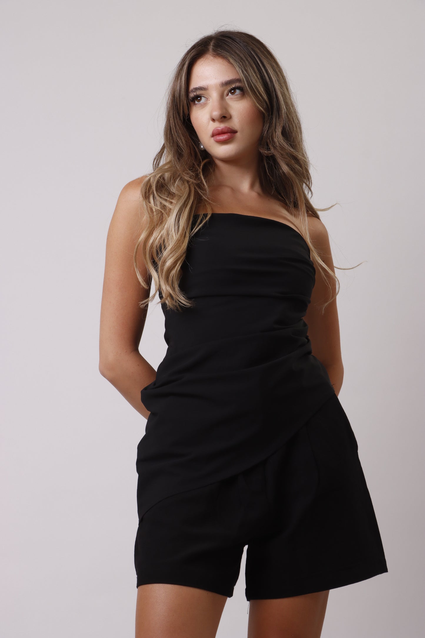 Poplin strapless top
