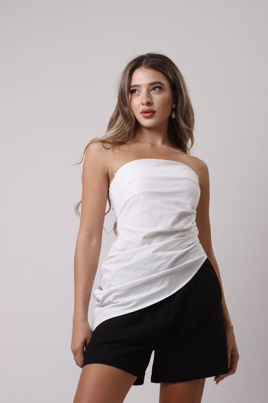 Poplin strapless top