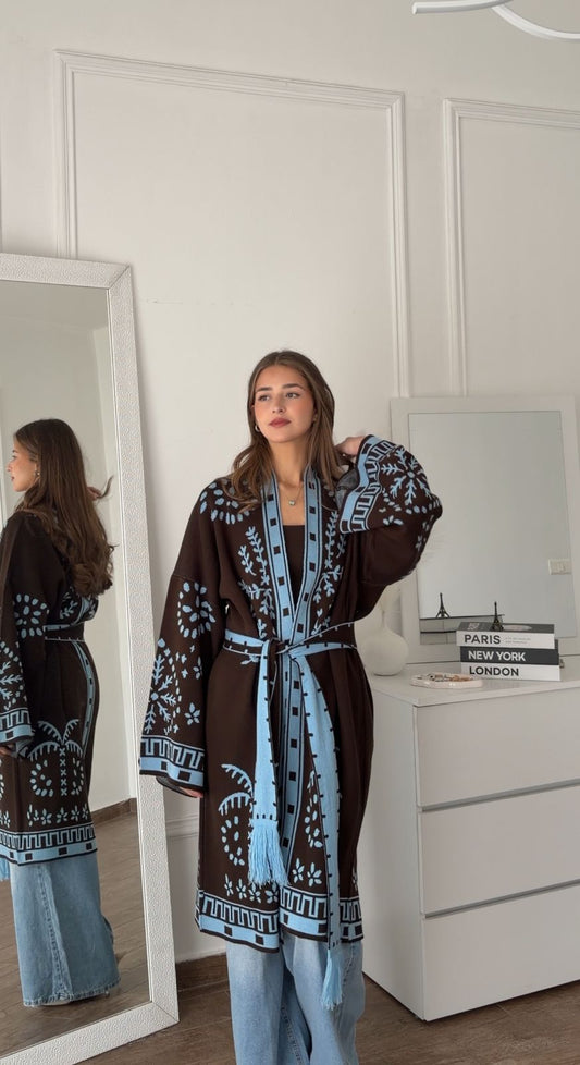 Belted Jacquard Abaya