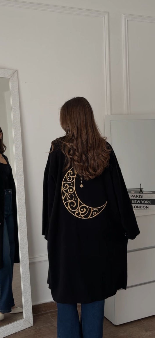 Moon Embroidery Wool Abaya