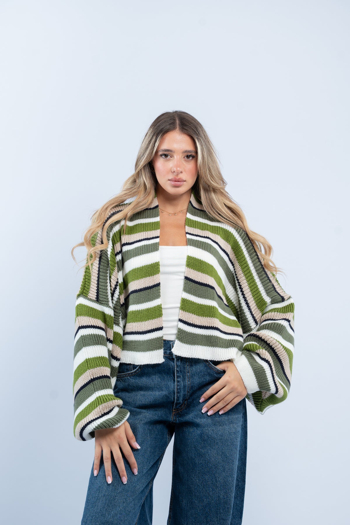 Striped knit cardigan