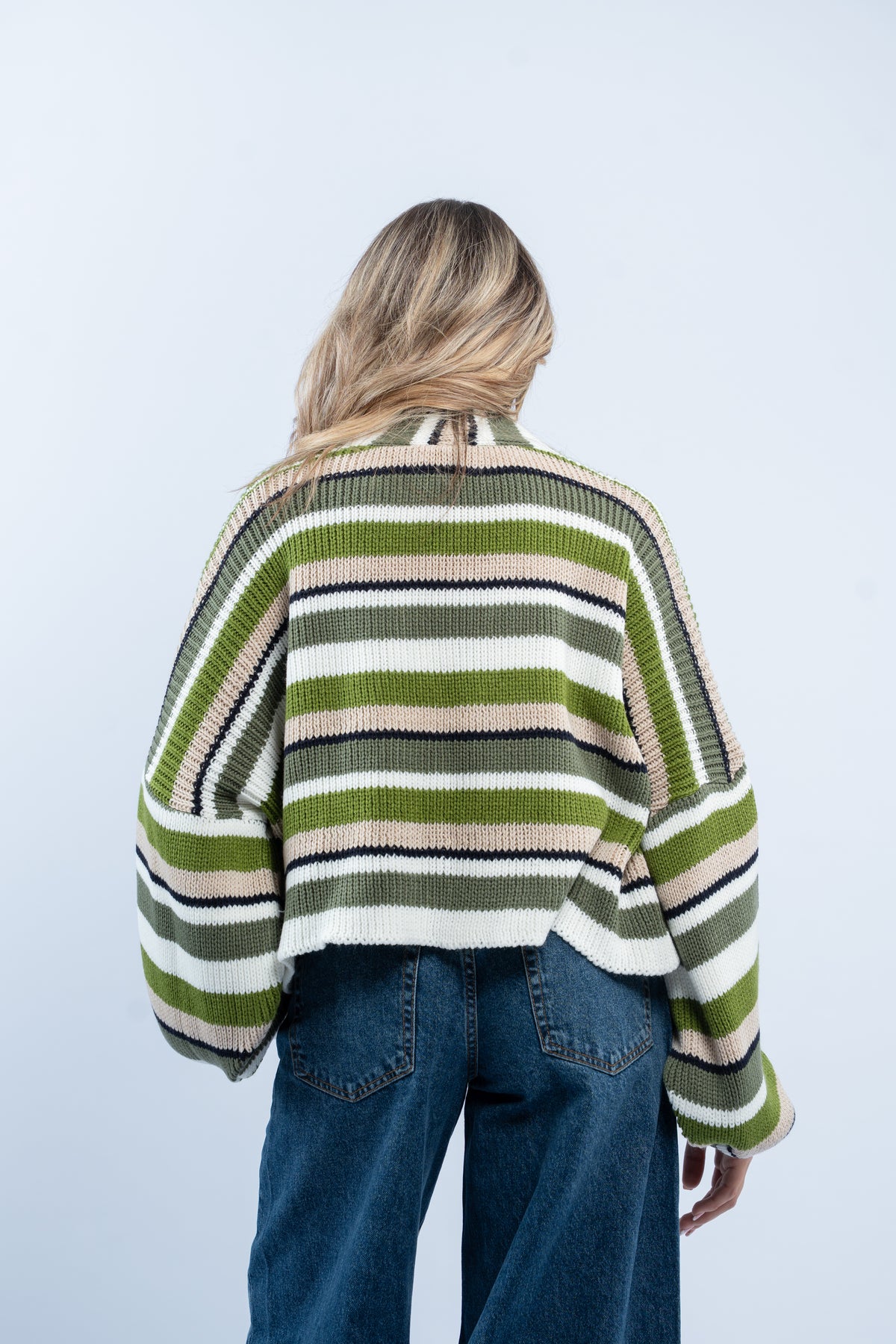 Striped knit cardigan