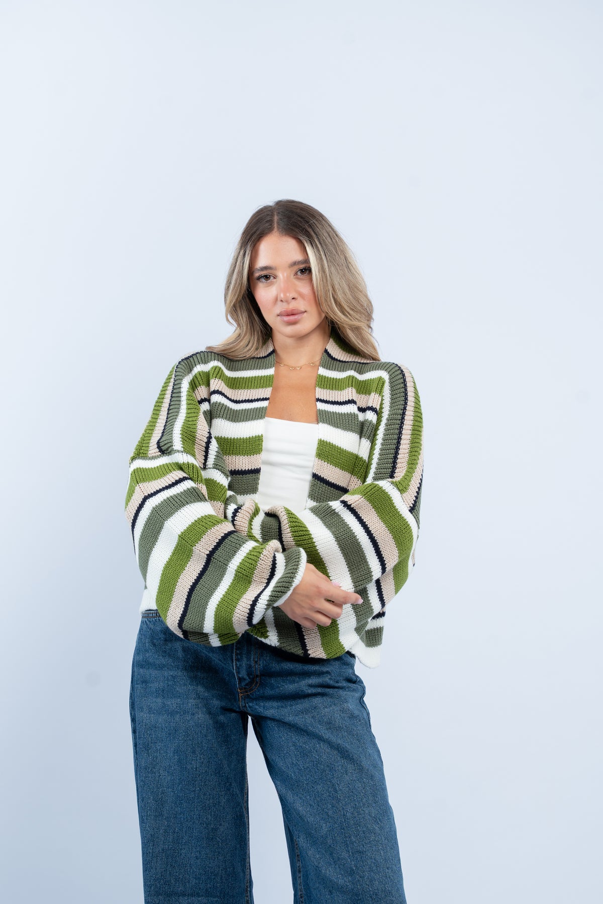Striped knit cardigan