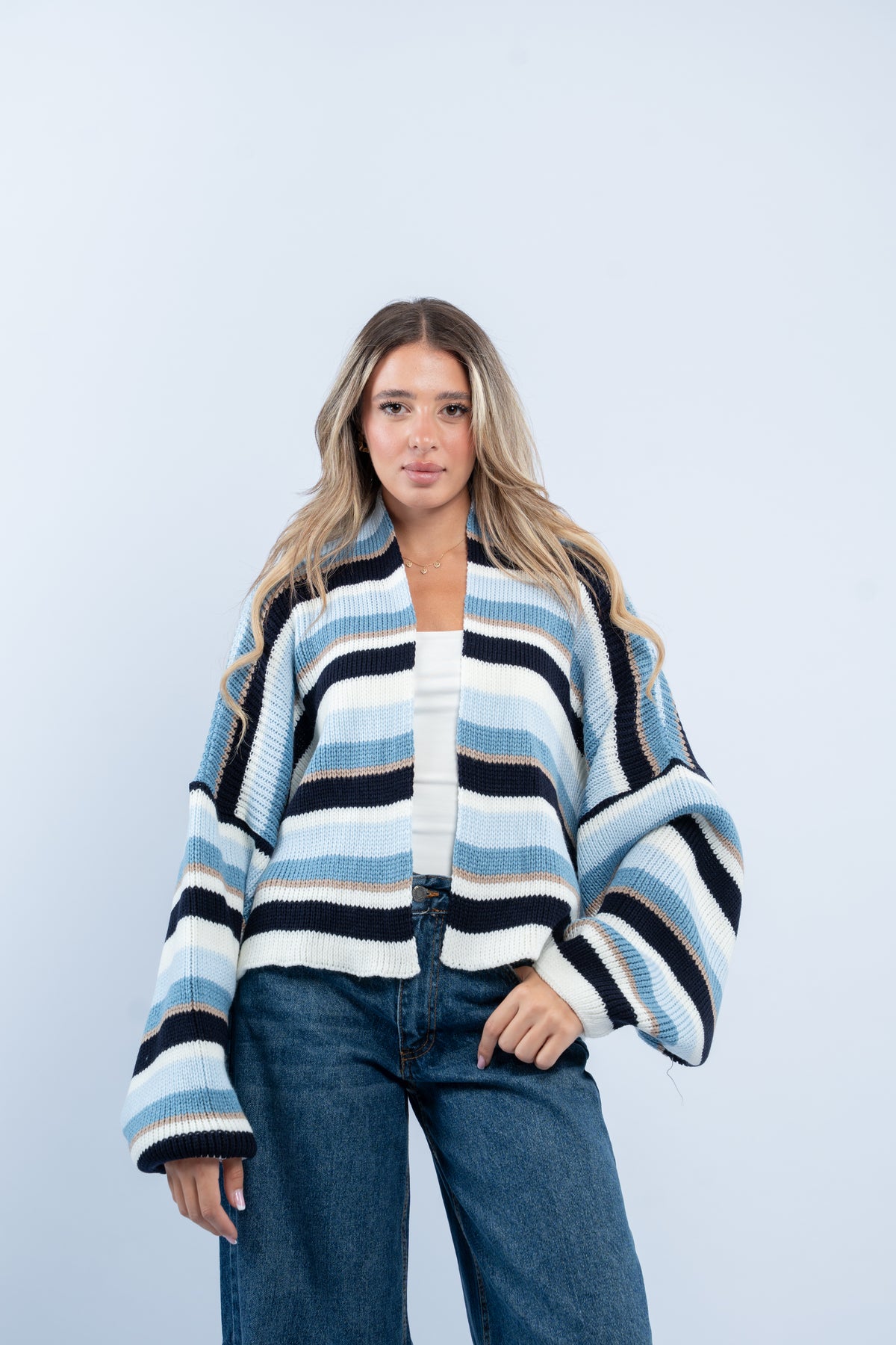 Striped knit cardigan