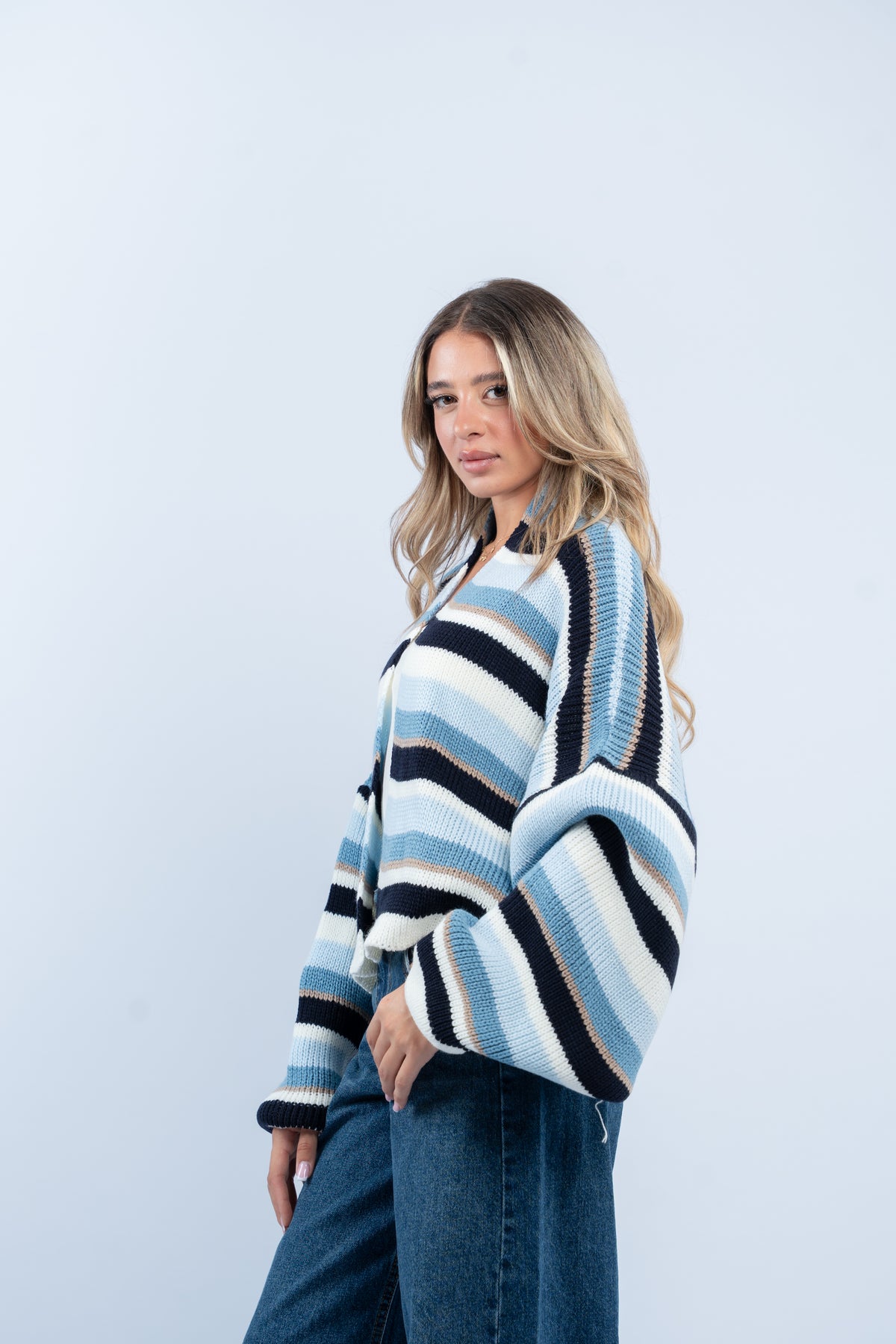 Striped knit cardigan