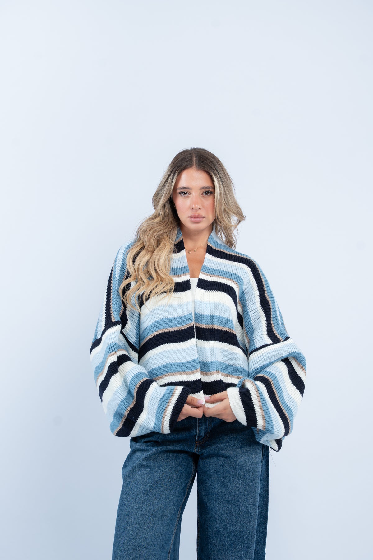 Striped knit cardigan