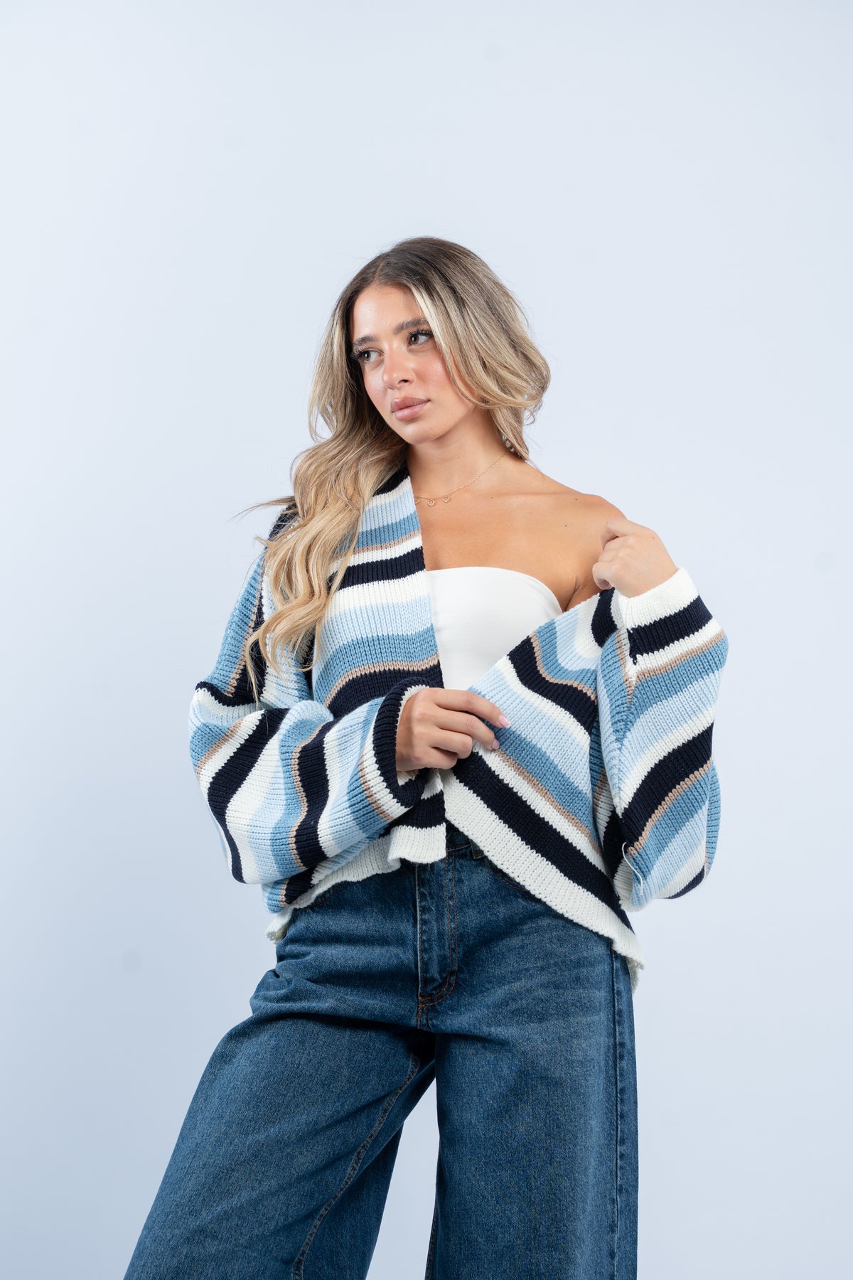Striped knit cardigan