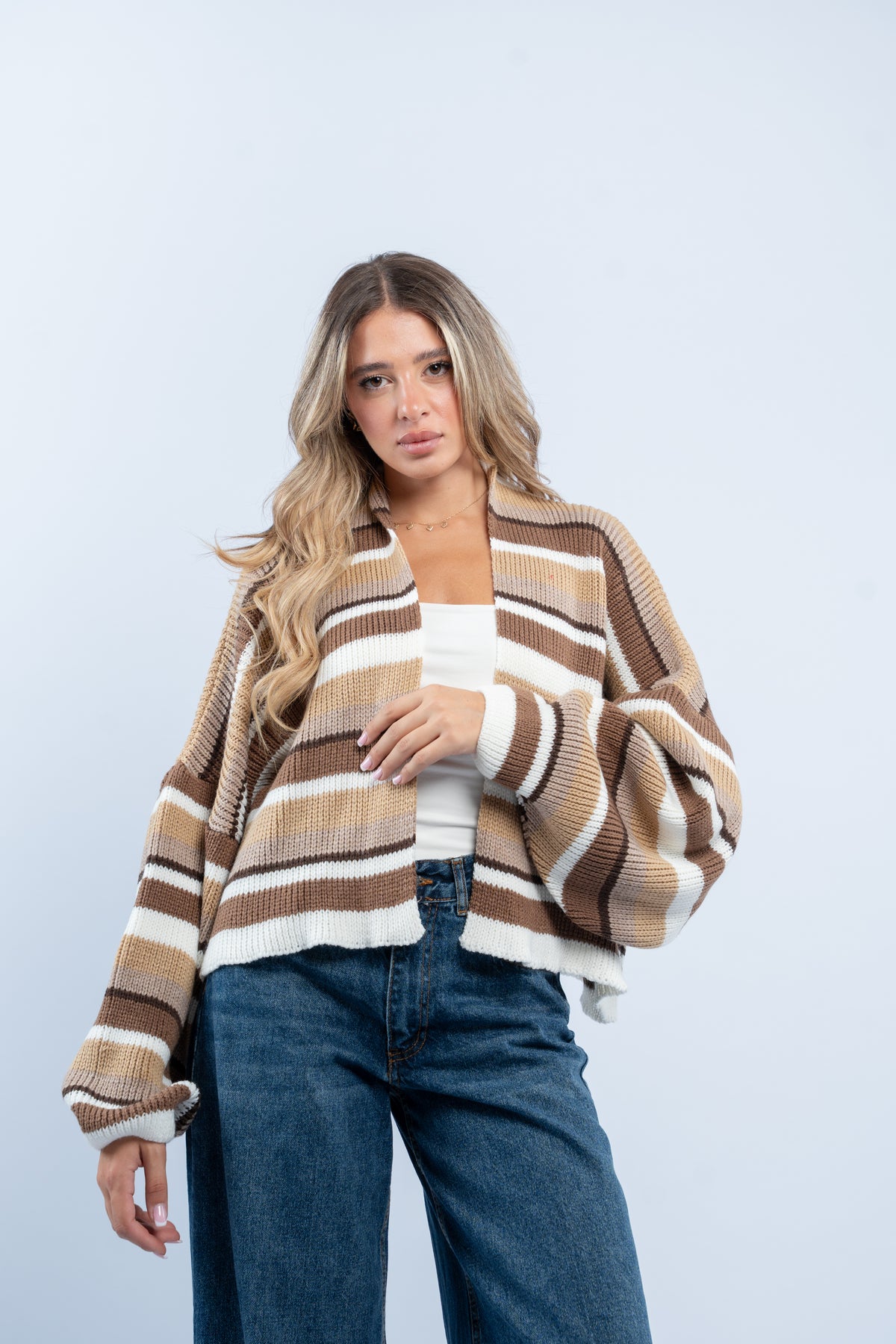 Striped knit cardigan