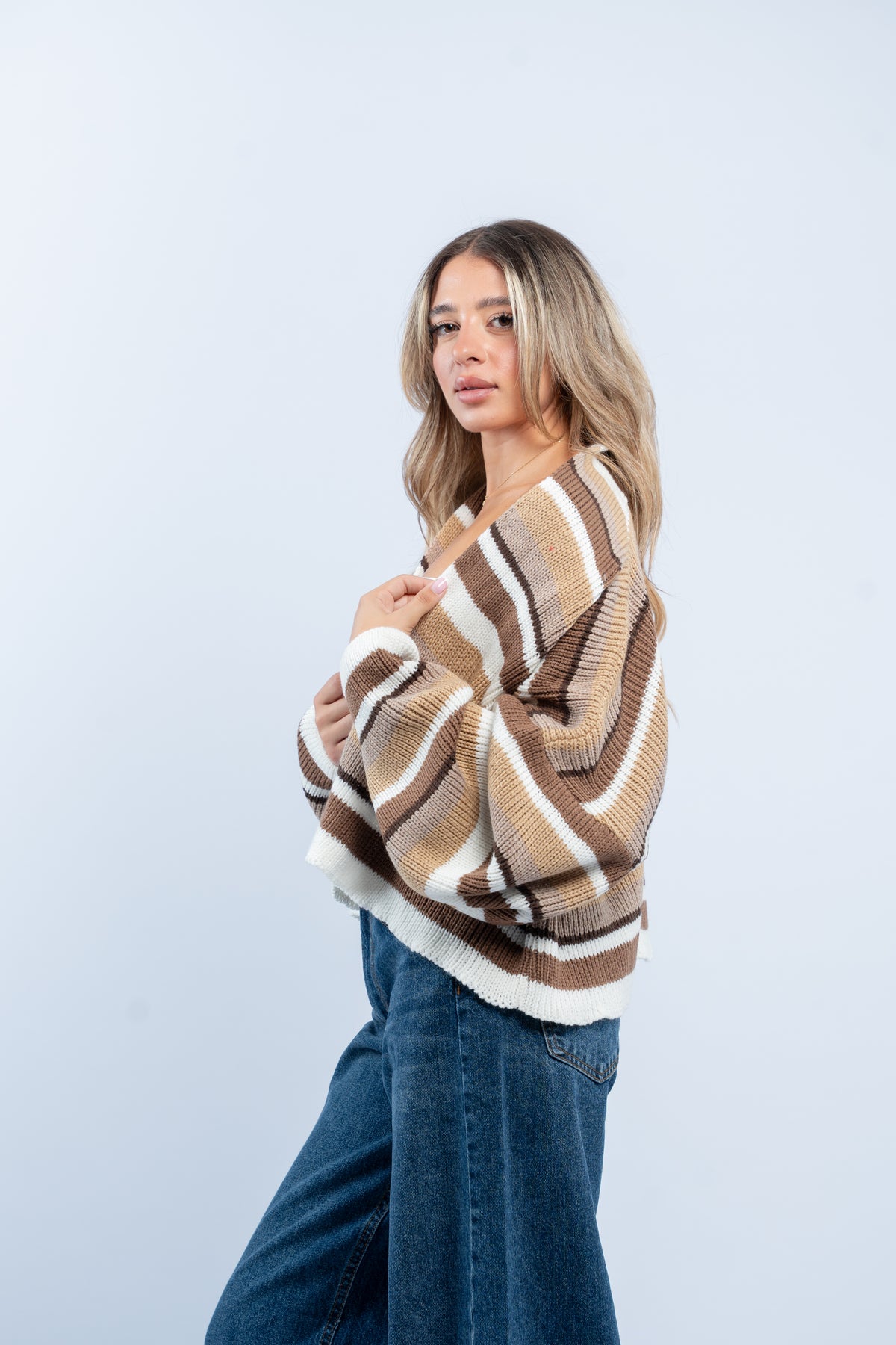 Striped knit cardigan