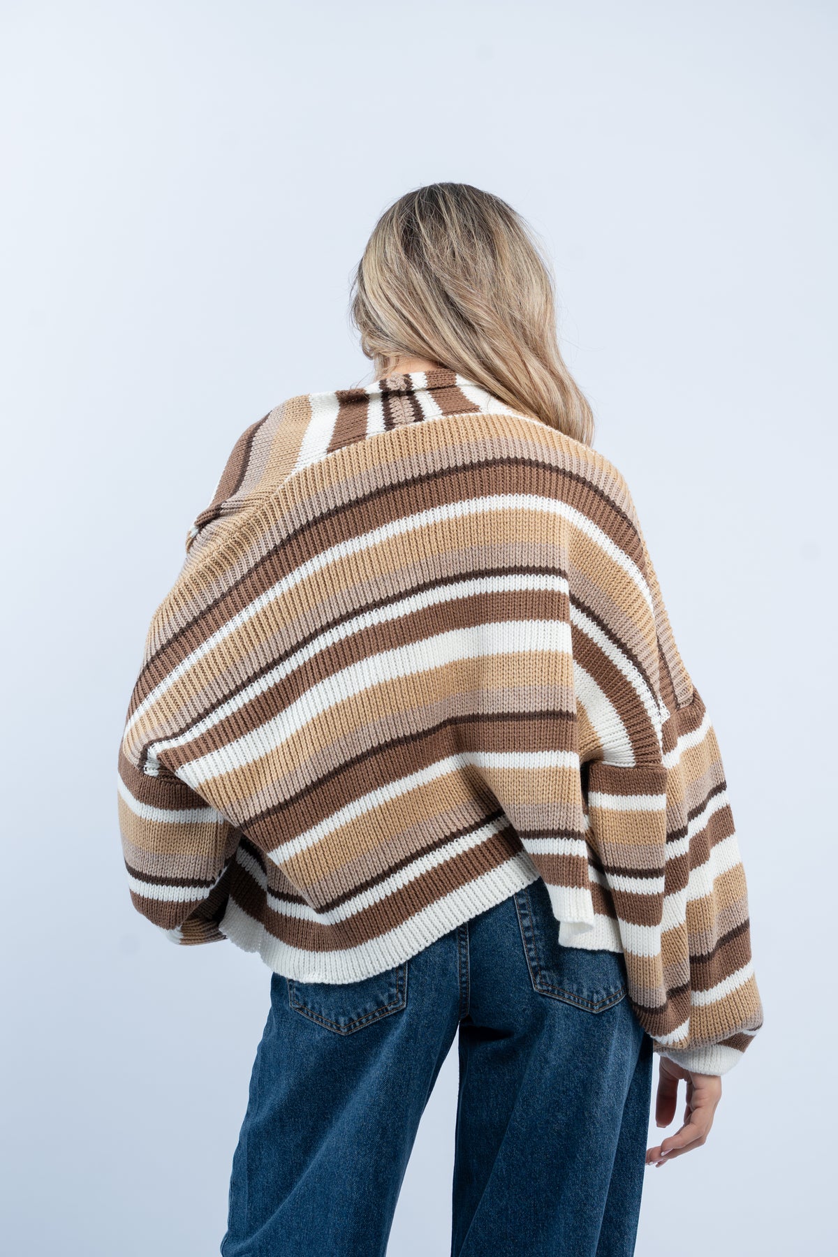 Striped knit cardigan