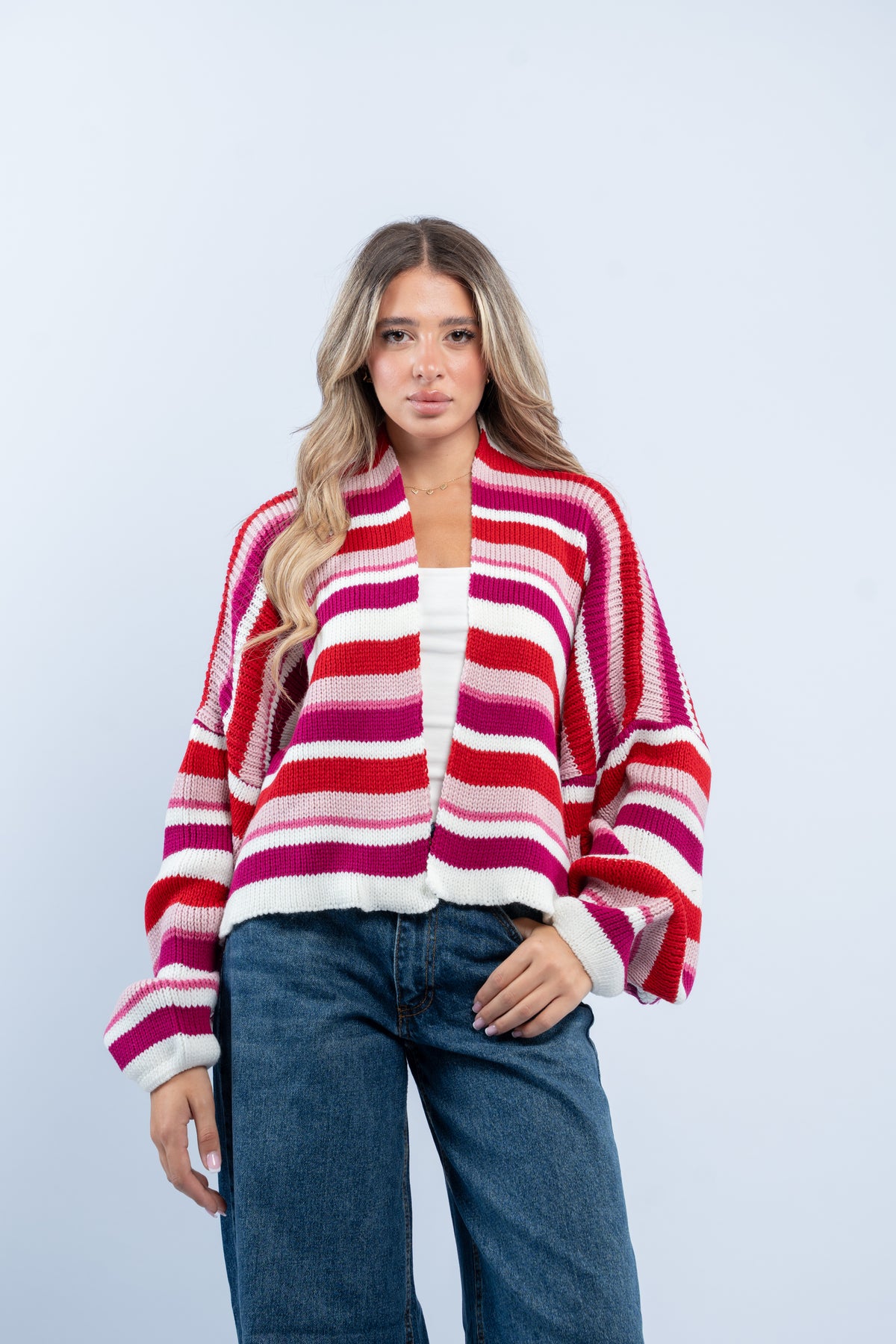 Striped knit cardigan