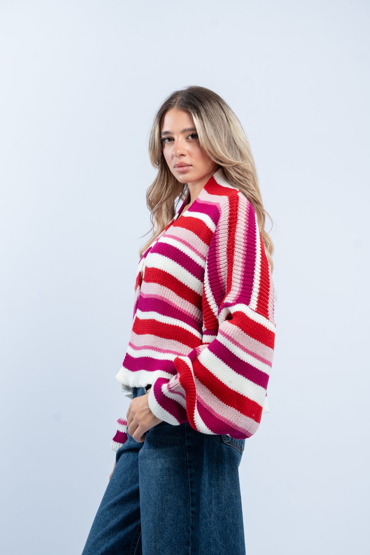 Striped knit cardigan
