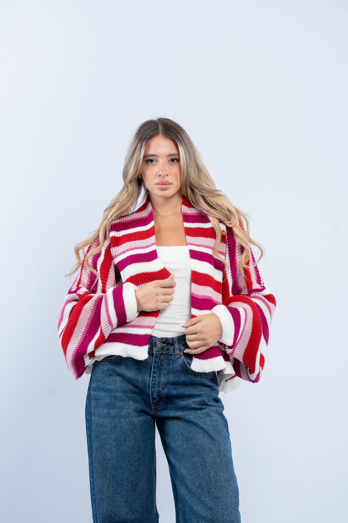 Striped knit cardigan