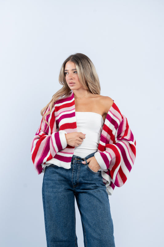 Striped knit cardigan