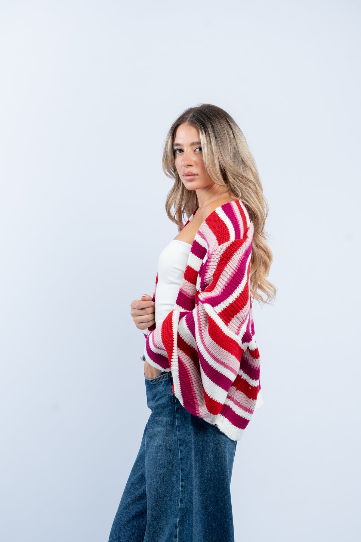 Striped knit cardigan