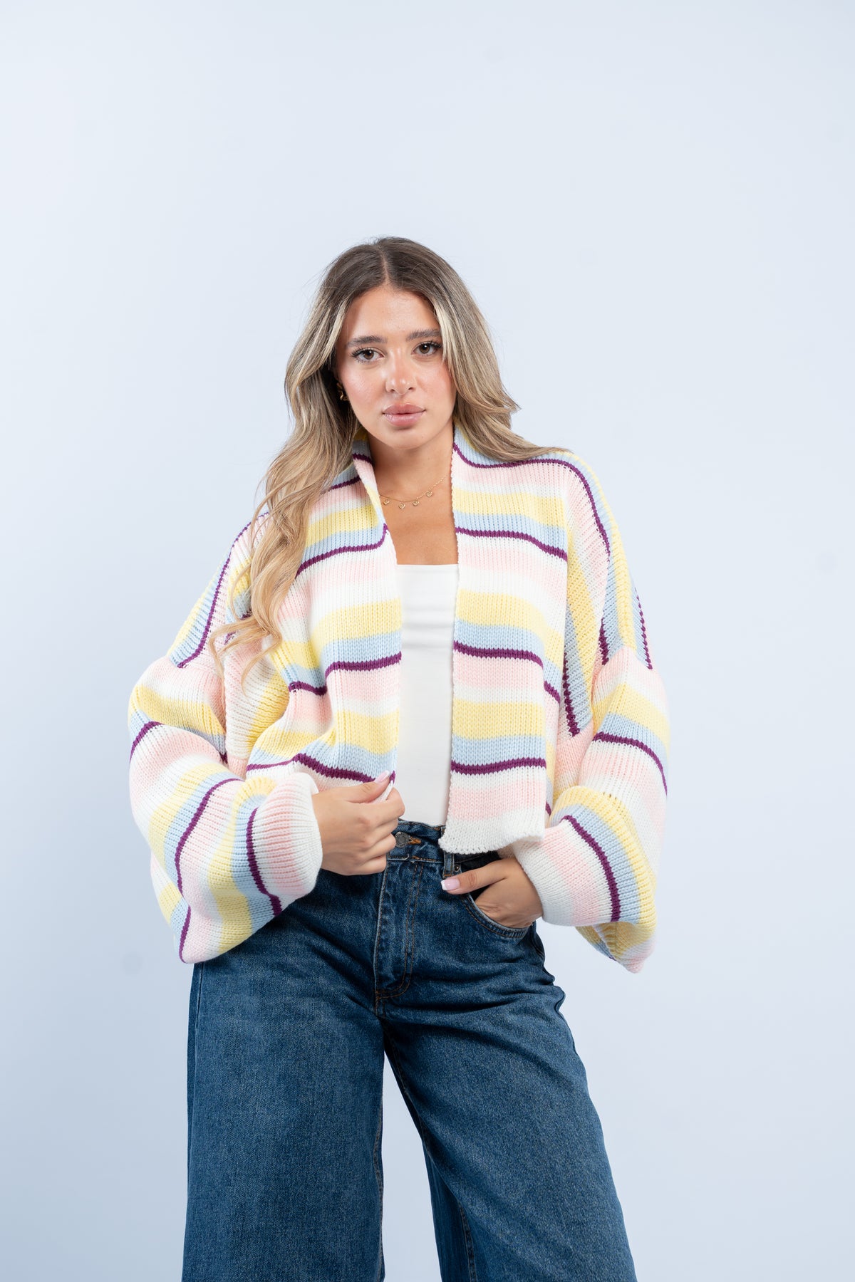 Striped knit cardigan