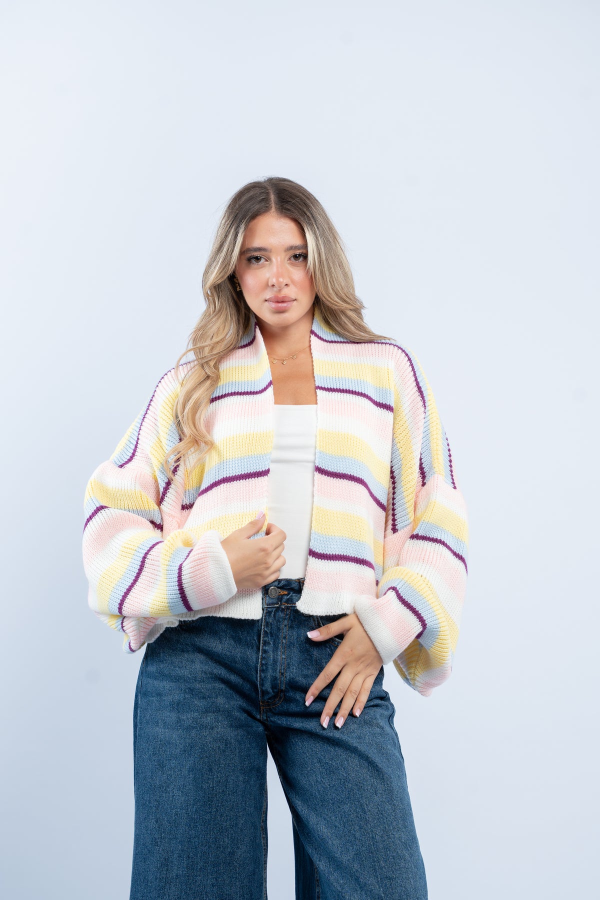 Striped knit cardigan