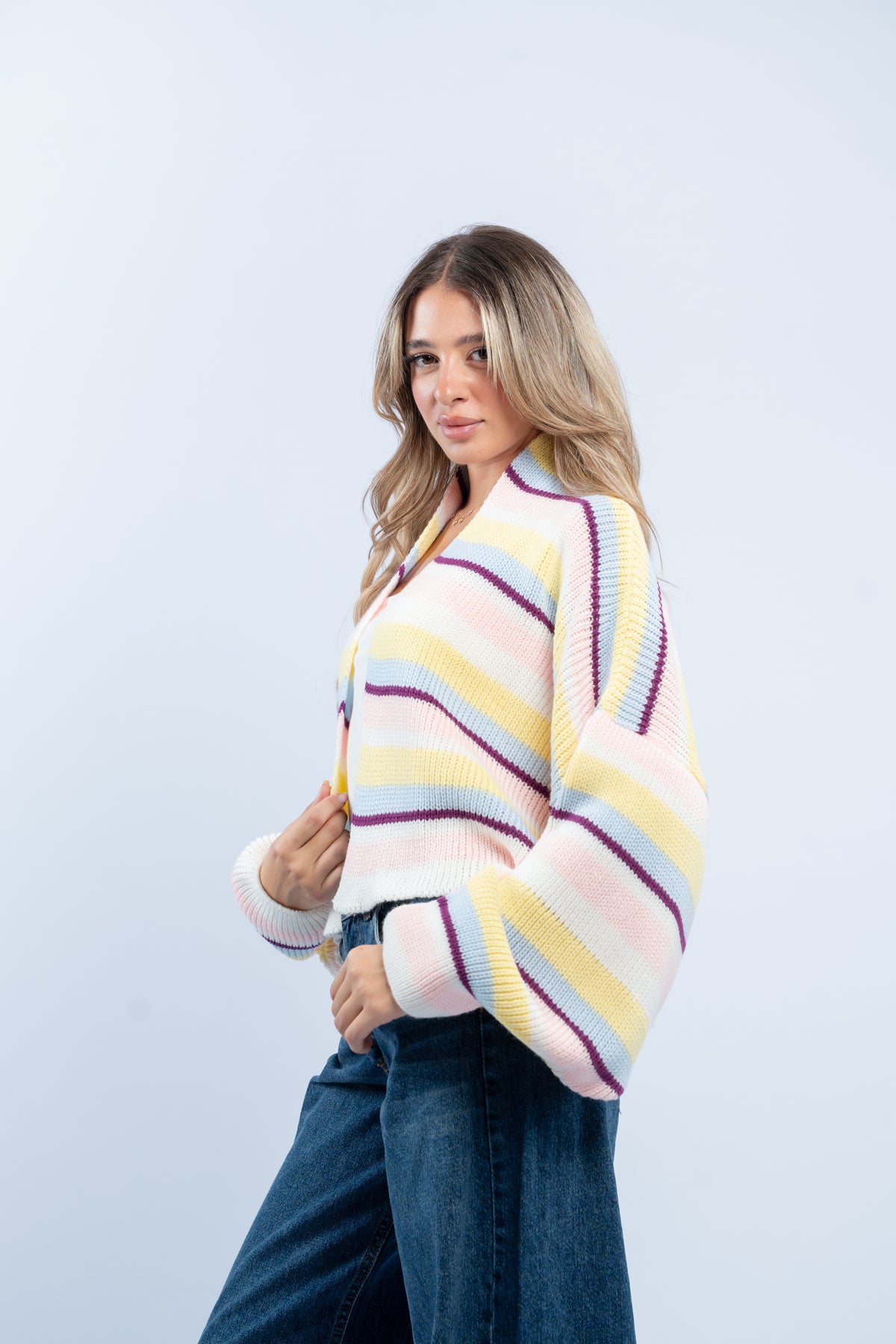 Striped knit cardigan