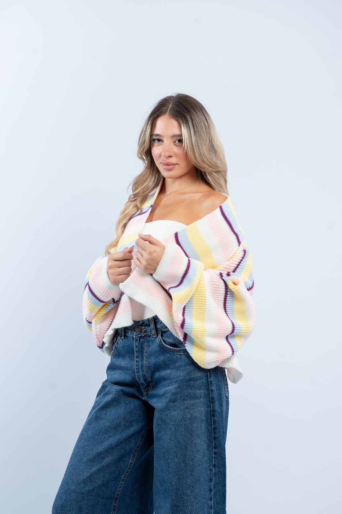 Striped knit cardigan