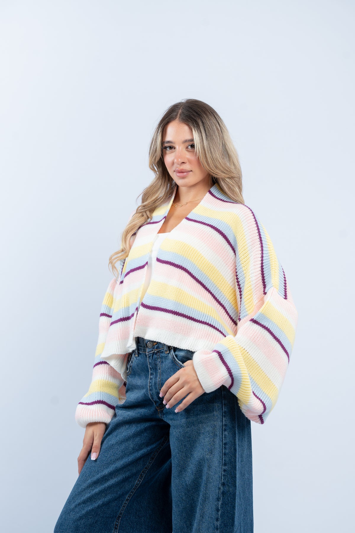 Striped knit cardigan