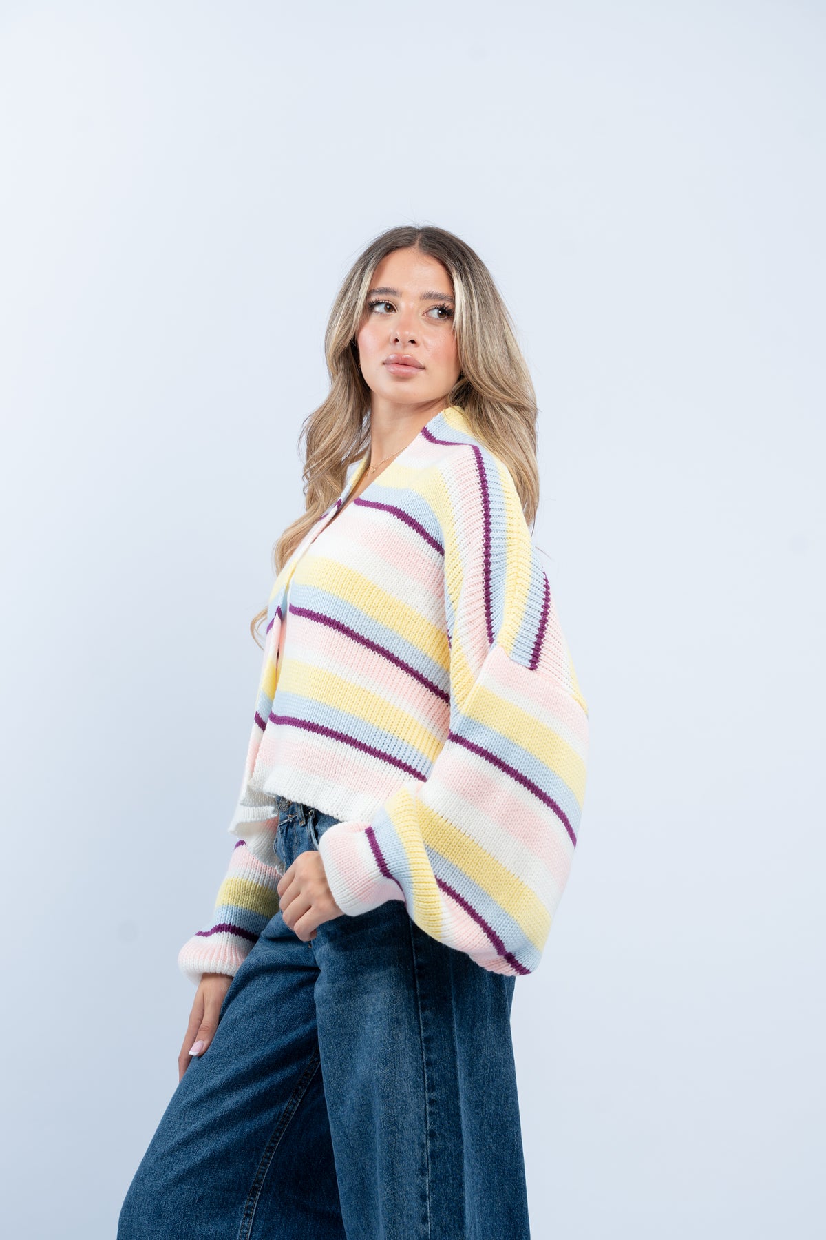 Striped knit cardigan