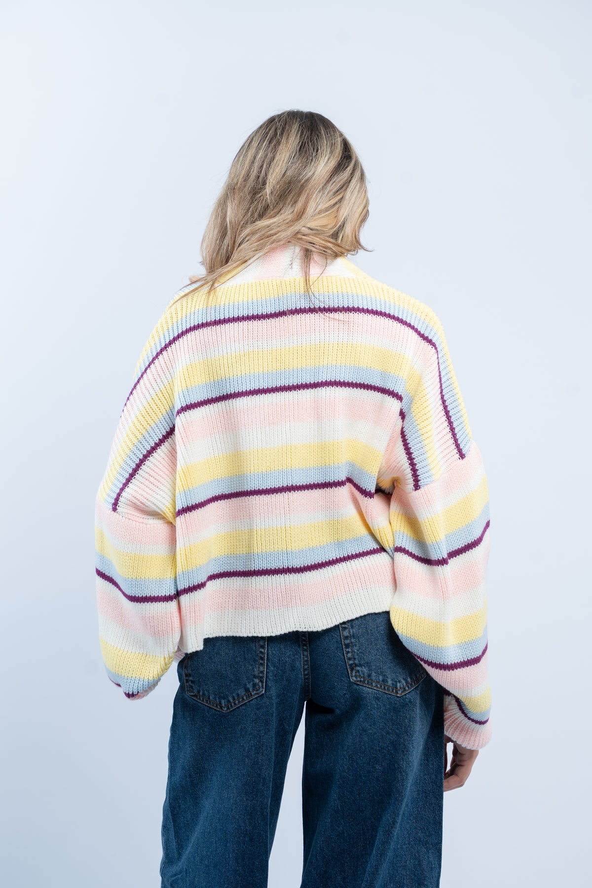 Striped knit cardigan