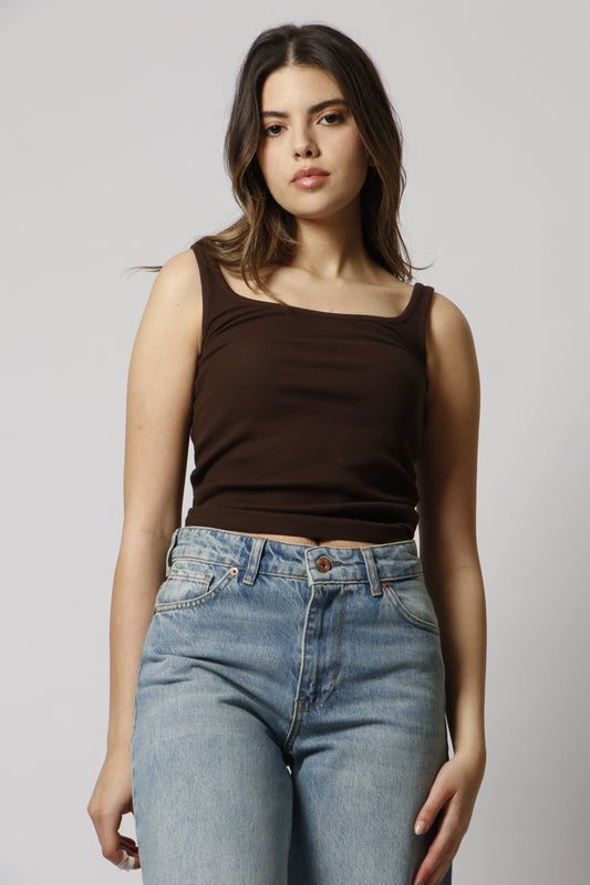Brown ribbed top