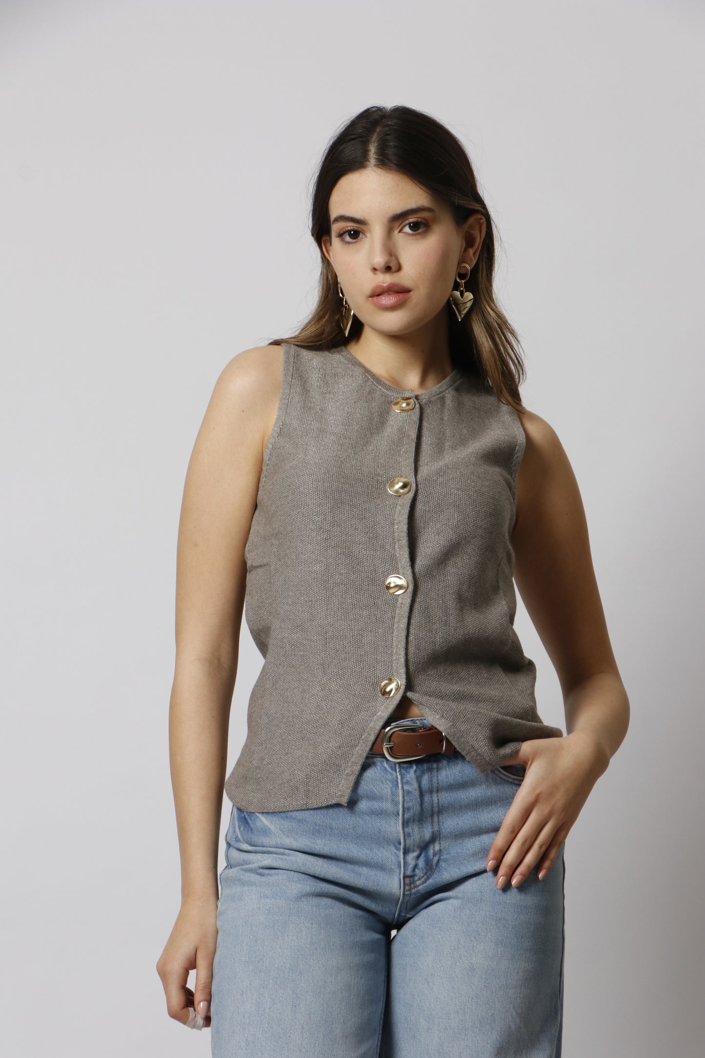 Buttoned knit top