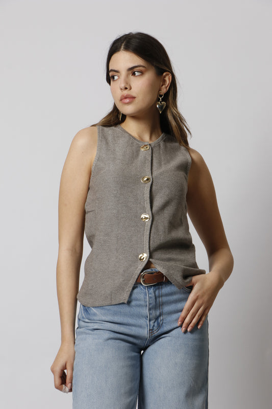 Buttoned knit top