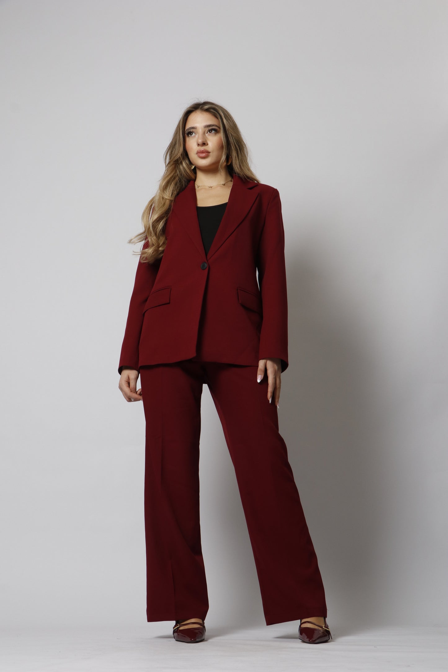 Burgundy blazer set