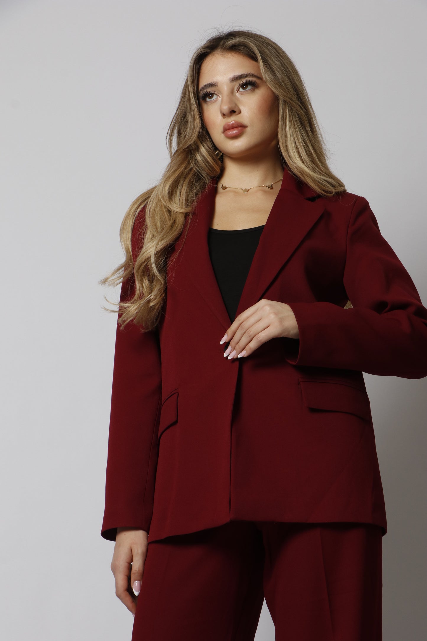 Burgundy blazer set