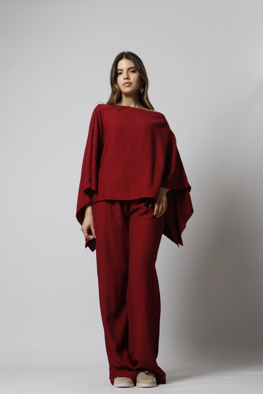 Asymmetrical shoulder linen set - Spring