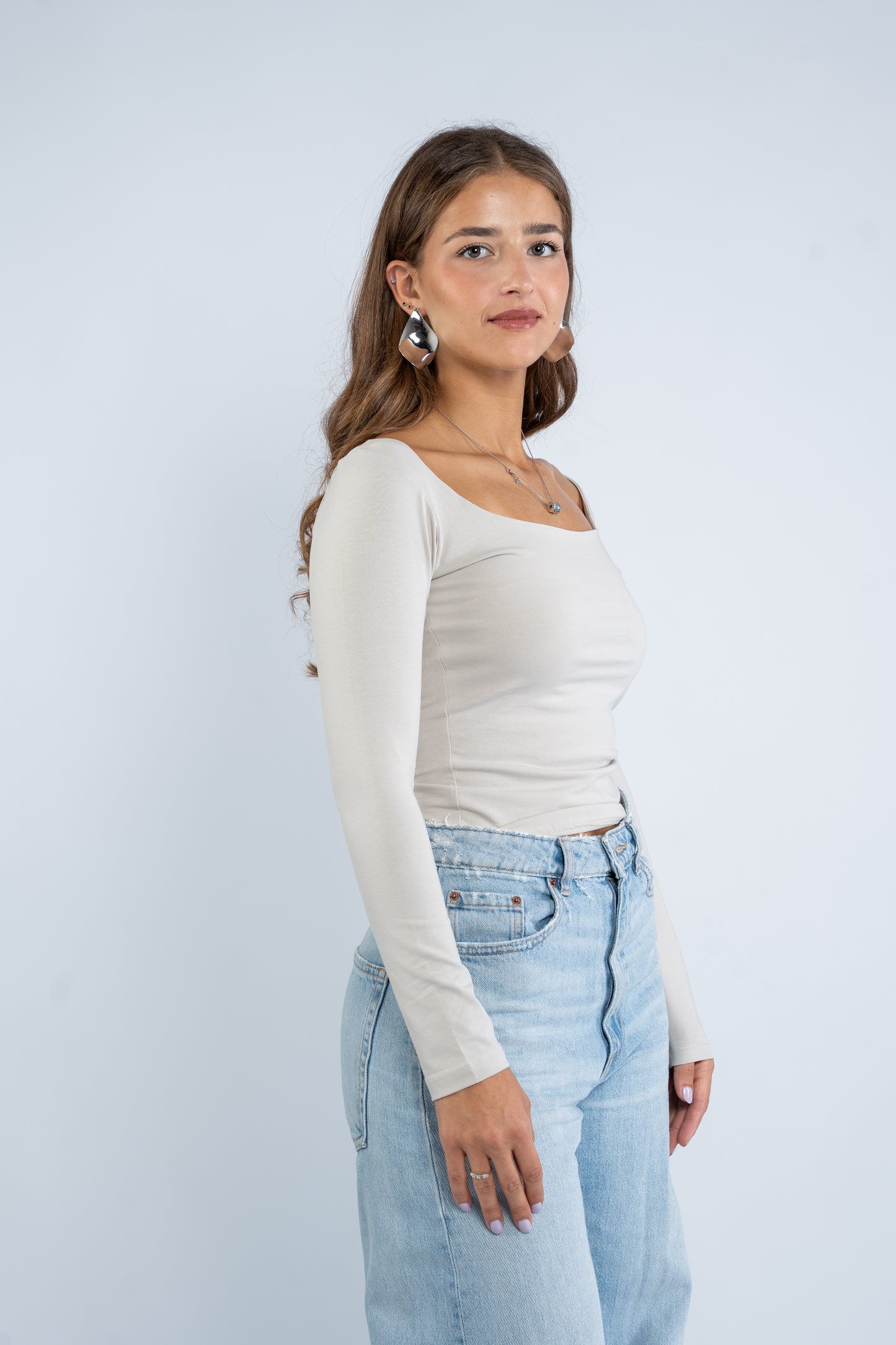 Long sleeve squared neck basic