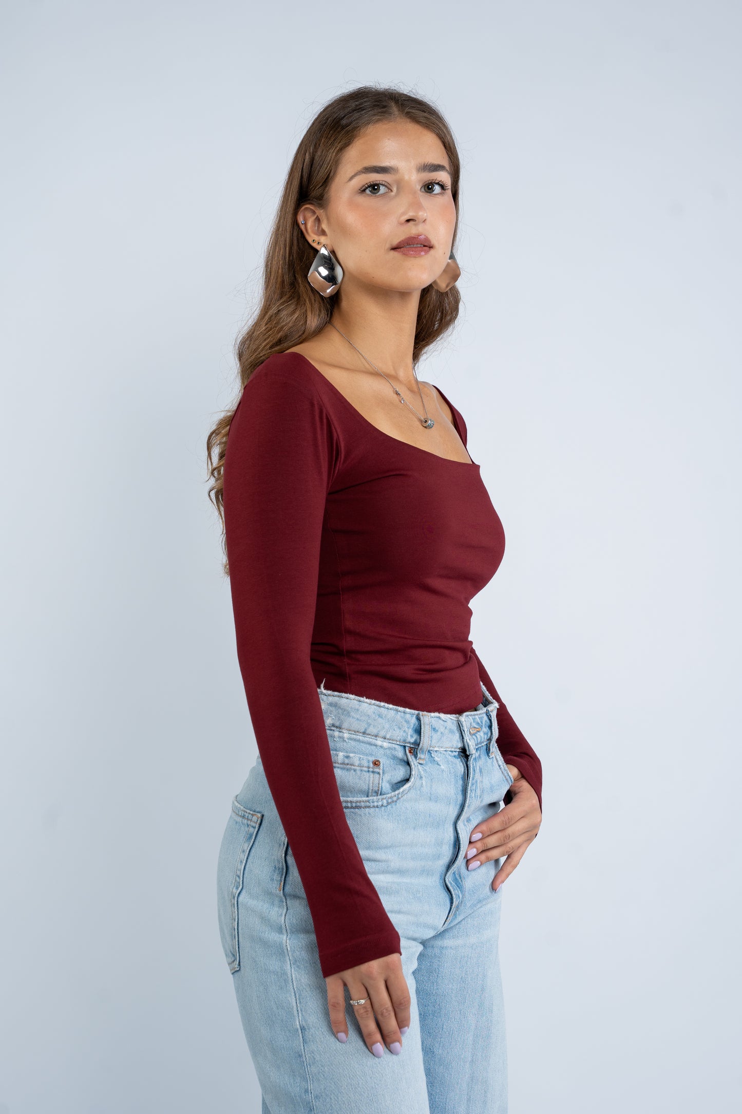 Long sleeve squared neck basic