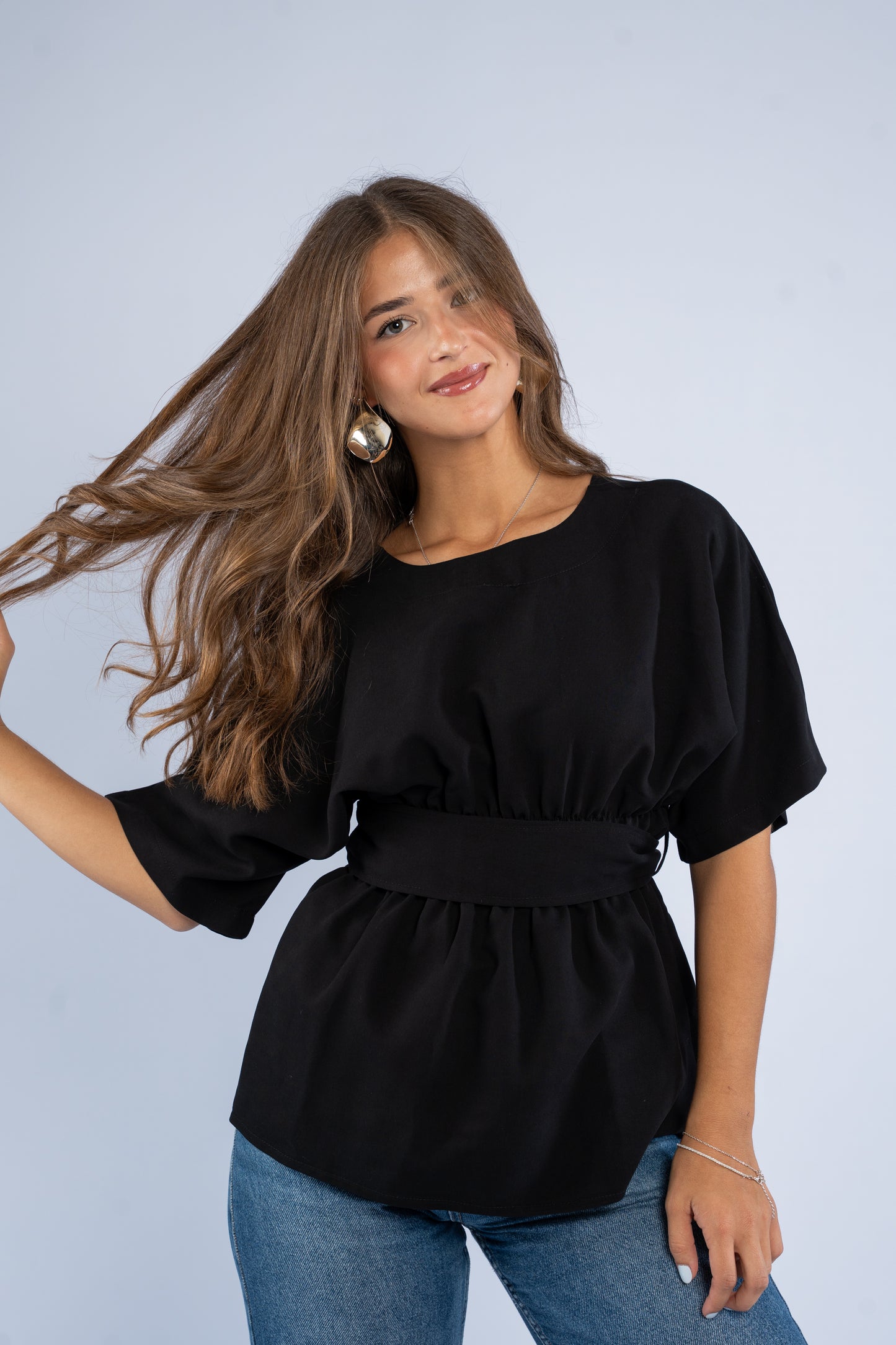 Open tie back top