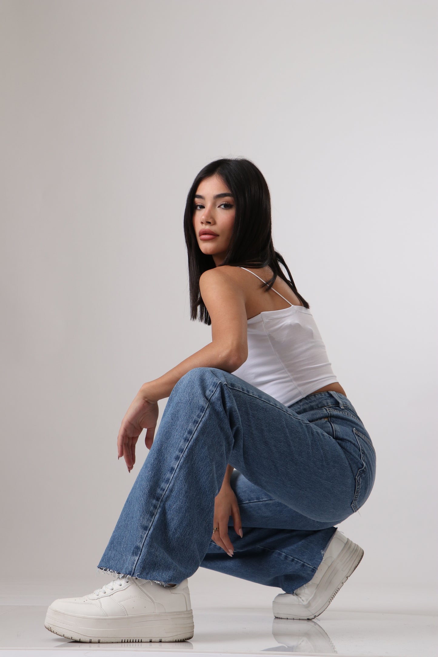 Denim straight cut jeans